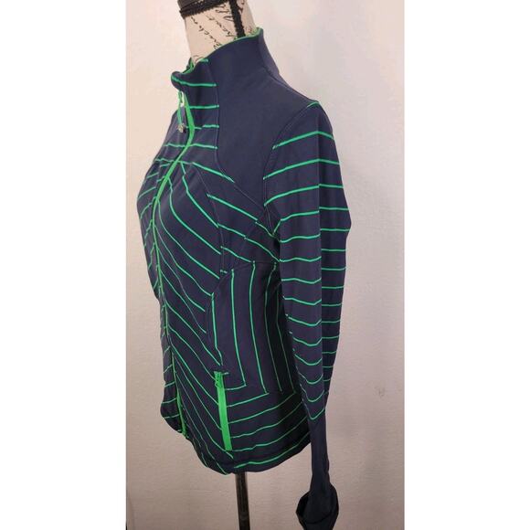 LULULEMON Jacket SZ 6* Forme Full Zip Womens Stripe Inkwell Blue Green Bean - Picture 6 of 9